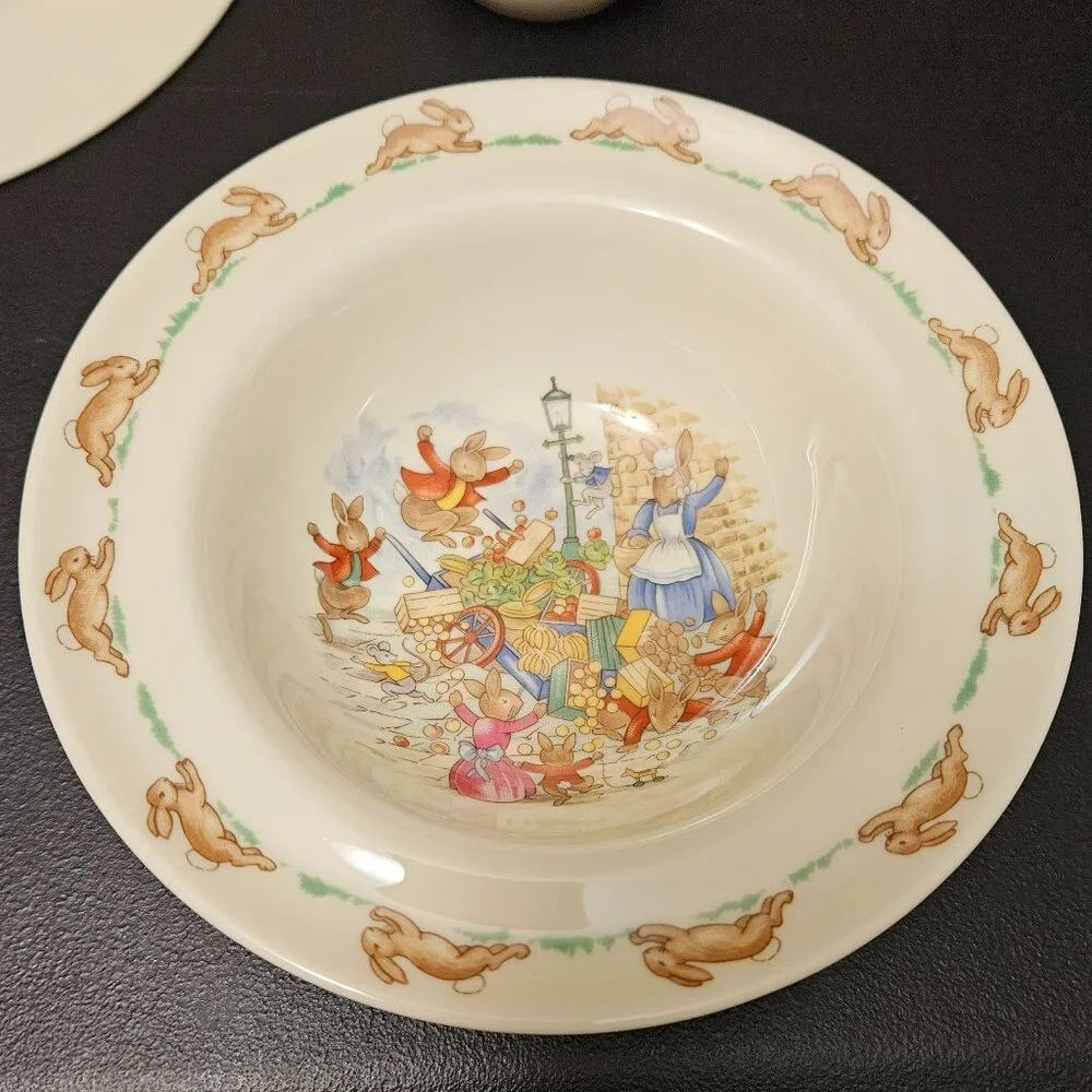 Vtg Royal Doulton Bunnykins 3 pc. English Fine Bone China – Plate, Bowl, Cup
